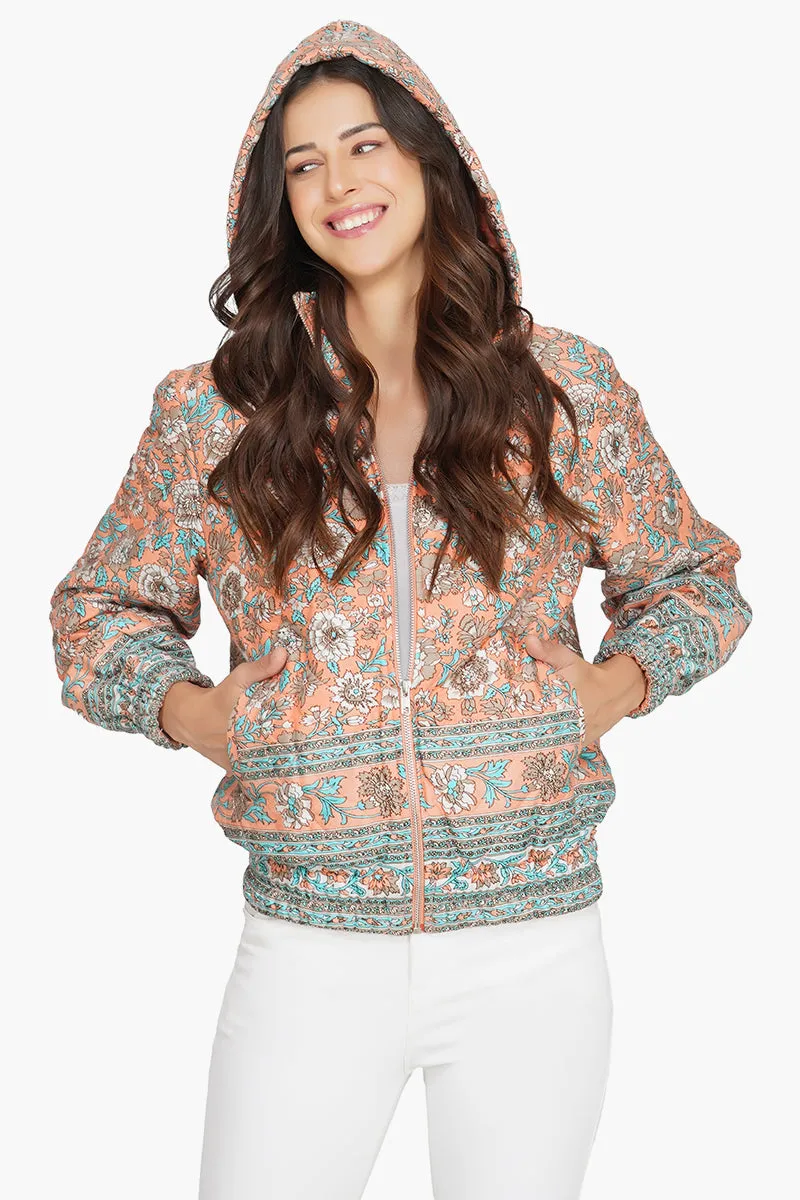 Georgia Peach Floral Bomber Jacket sold by America & Beyond product image thumbnail 2