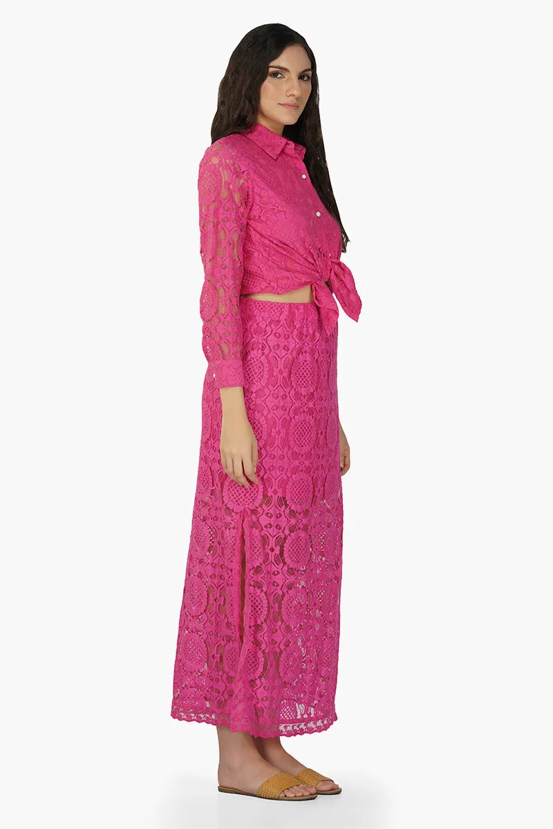 Brinda Crop Crochet Lace Shirt sold by America & Beyond product image thumbnail 2