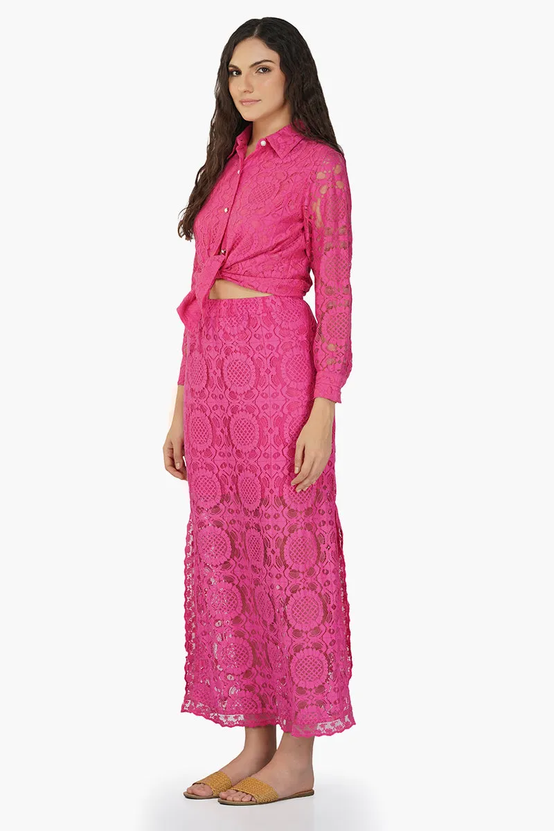 Brinda Crop Crochet Lace Shirt sold by America & Beyond product image thumbnail 3