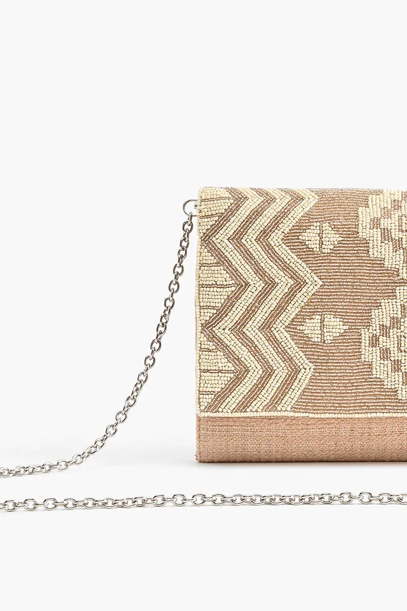 Rose Gold Aztec Embellished Flap Clutch sold by America & Beyond product image thumbnail 2