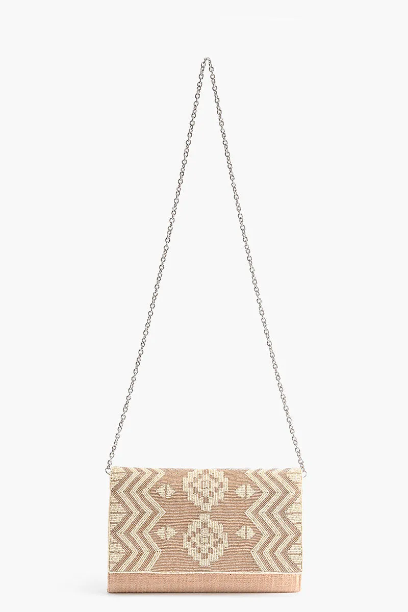 Rose Gold Aztec Embellished Flap Clutch sold by America & Beyond product image thumbnail 3