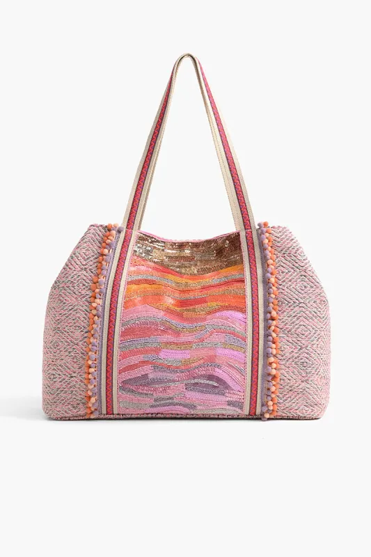 Orange to Mauve Ombre Embellished Tote sold by America & Beyond