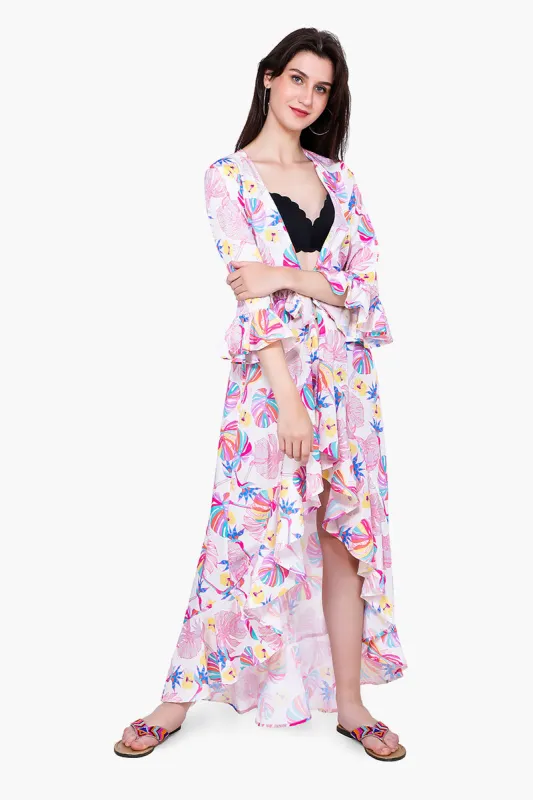 Palm Florals Maxi Cover Up sold by America & Beyond