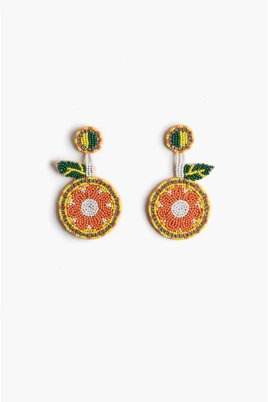 Orange Beaded Earrings sold by America & Beyond