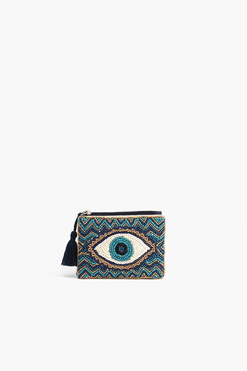 Grecian Nights Evil Eye Embellished Mini Pouches sold by America & Beyond