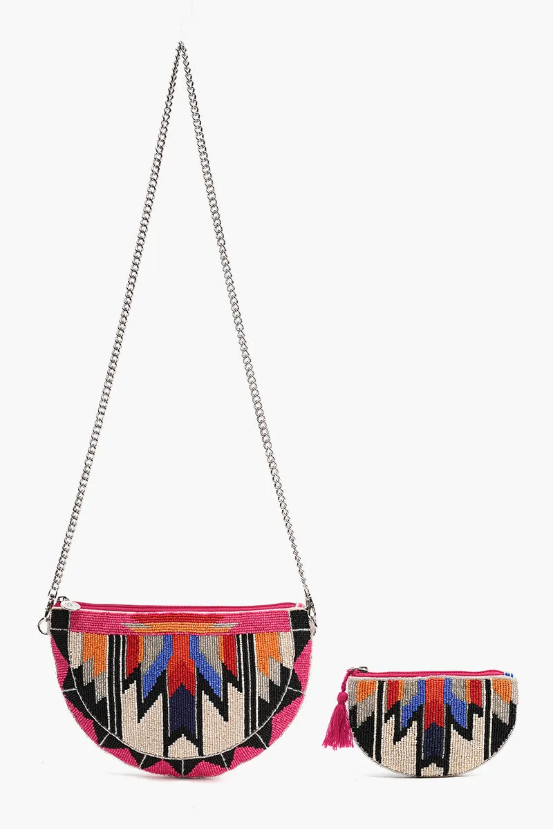 Aztec Embellished Crossbody Pouch with Coin Pouch sold by America & Beyond
