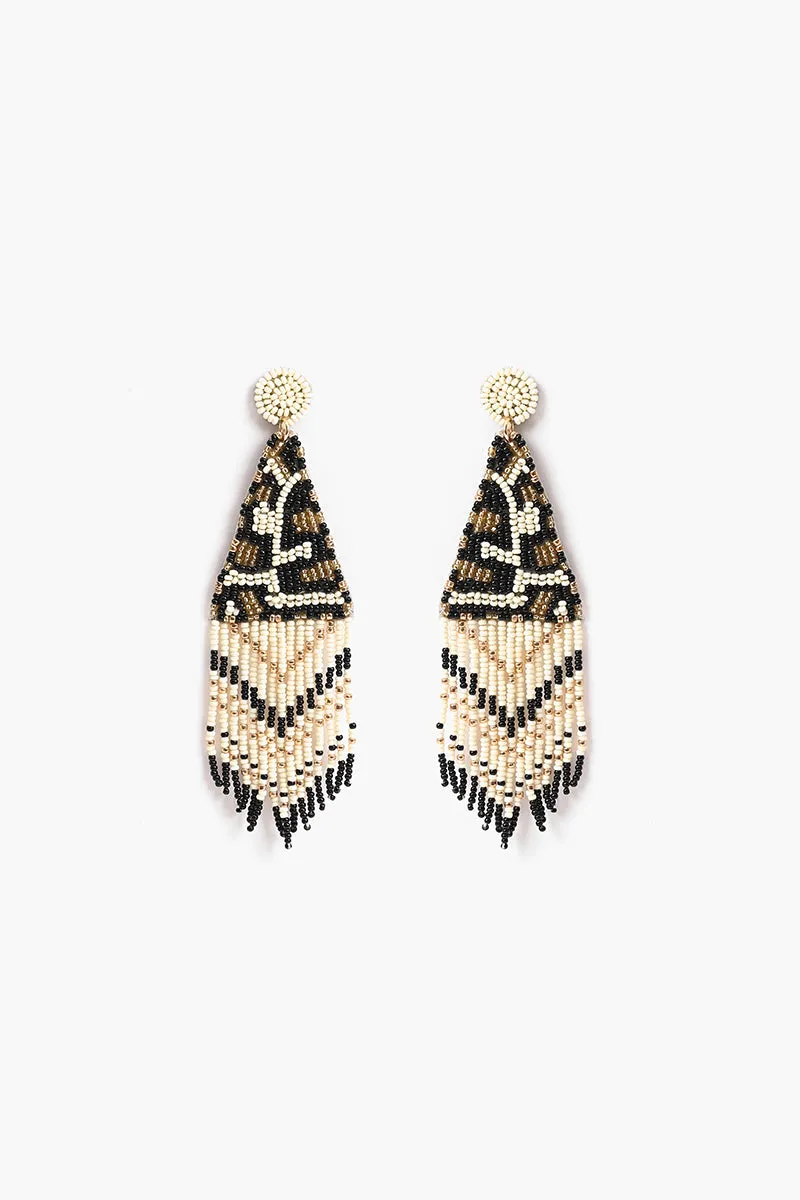 Leopard Bead Fringe Earrings sold by America & Beyond