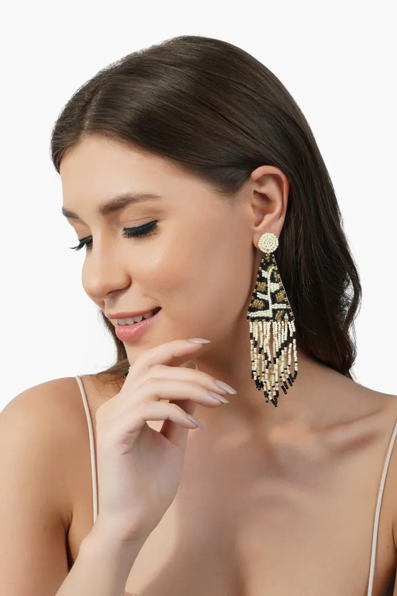 Leopard Bead Fringe Earrings sold by America & Beyond product image thumbnail 3