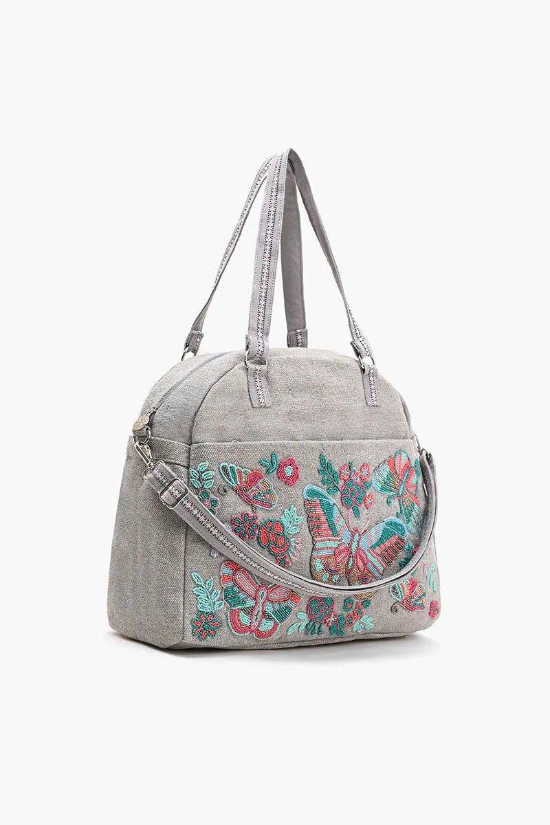 Glamorous Embellished Traveler with Crossbody-Butterfly Grey sold by America & Beyond product image thumbnail 4