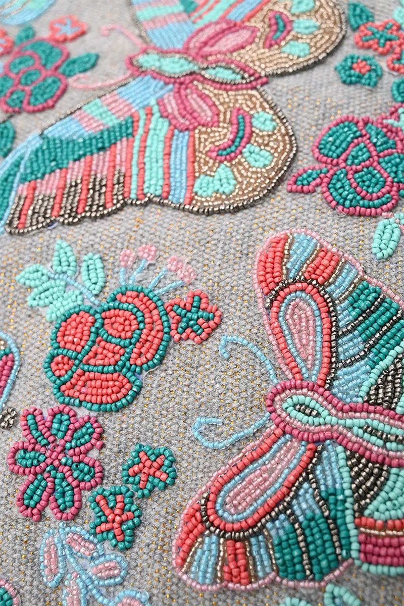 Glamorous Embellished Traveler with Crossbody-Butterfly Grey sold by America & Beyond product image thumbnail 2