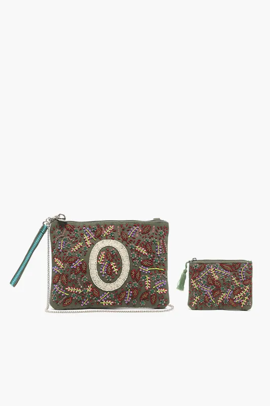 O Initial Embellished Pouch with Coin-bag sold by America & Beyond