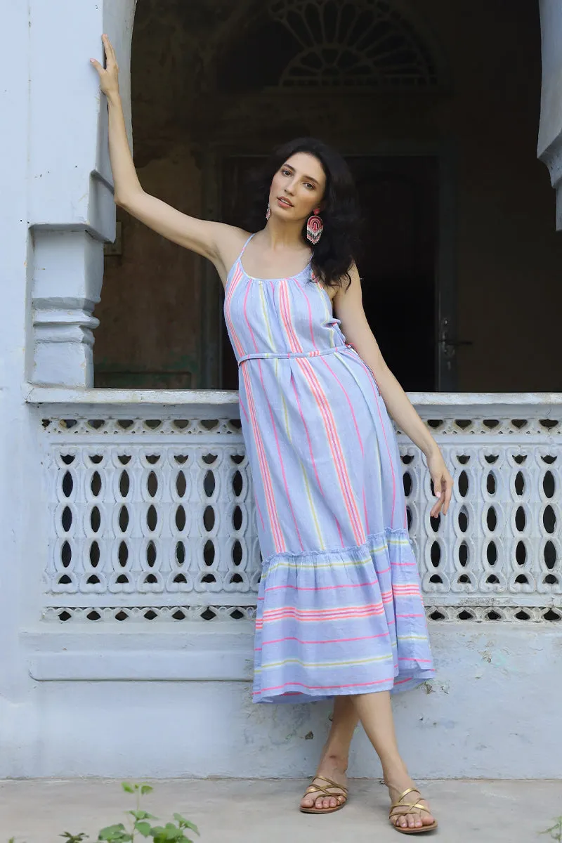 Rainbow Cotton Striped Maxi Dress sold by America & Beyond