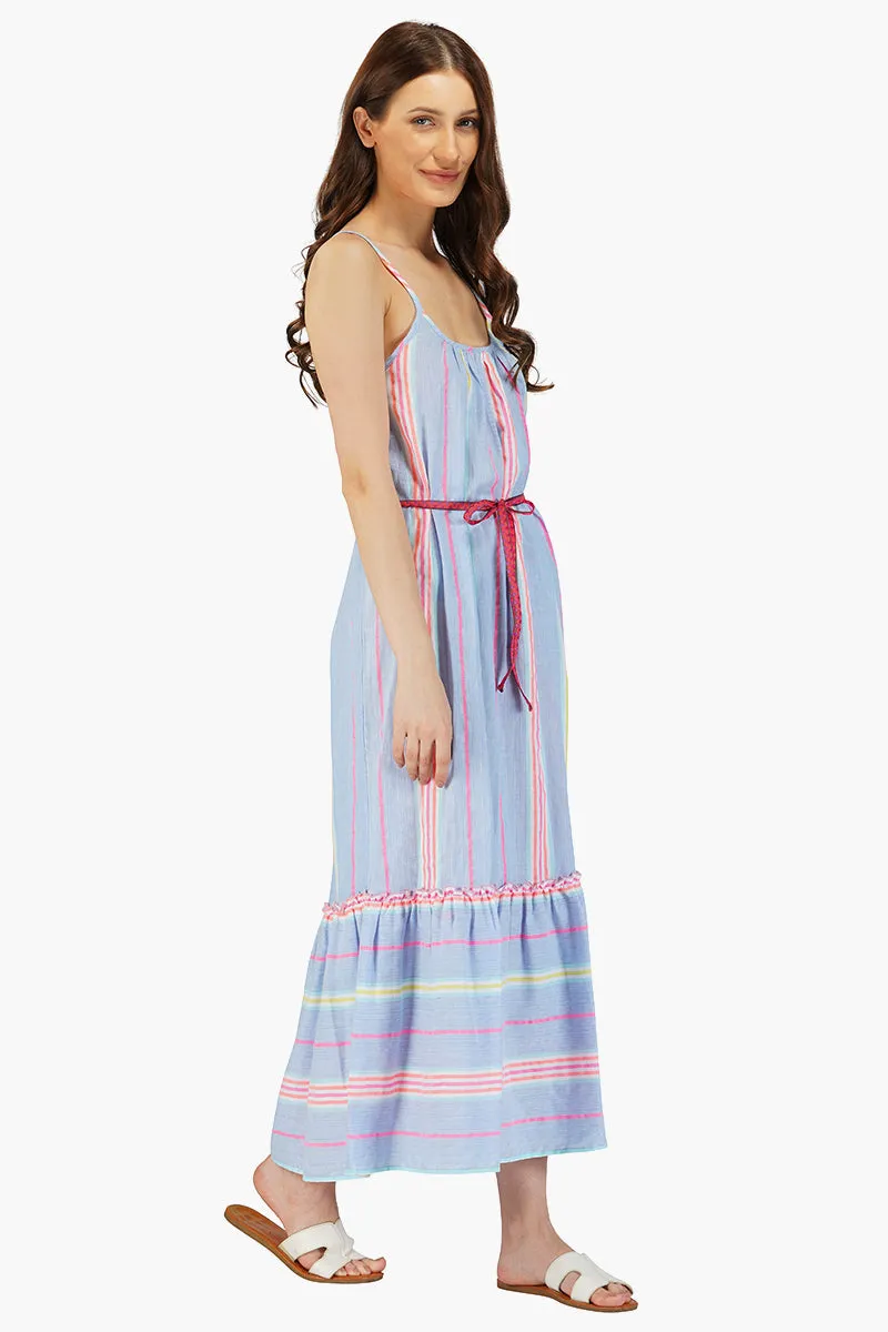Rainbow Cotton Striped Maxi Dress sold by America & Beyond product image thumbnail 3