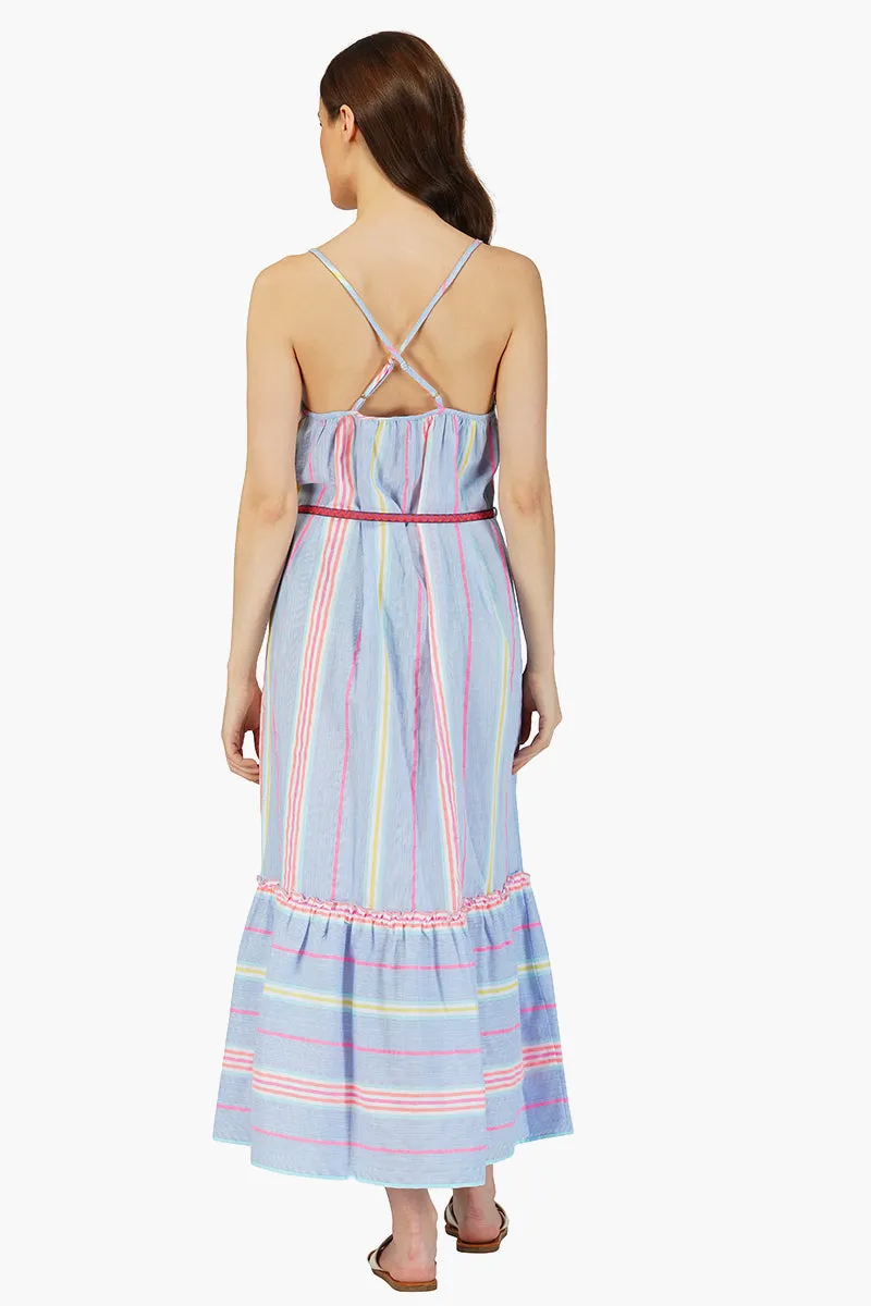 Rainbow Cotton Striped Maxi Dress sold by America & Beyond product image thumbnail 5