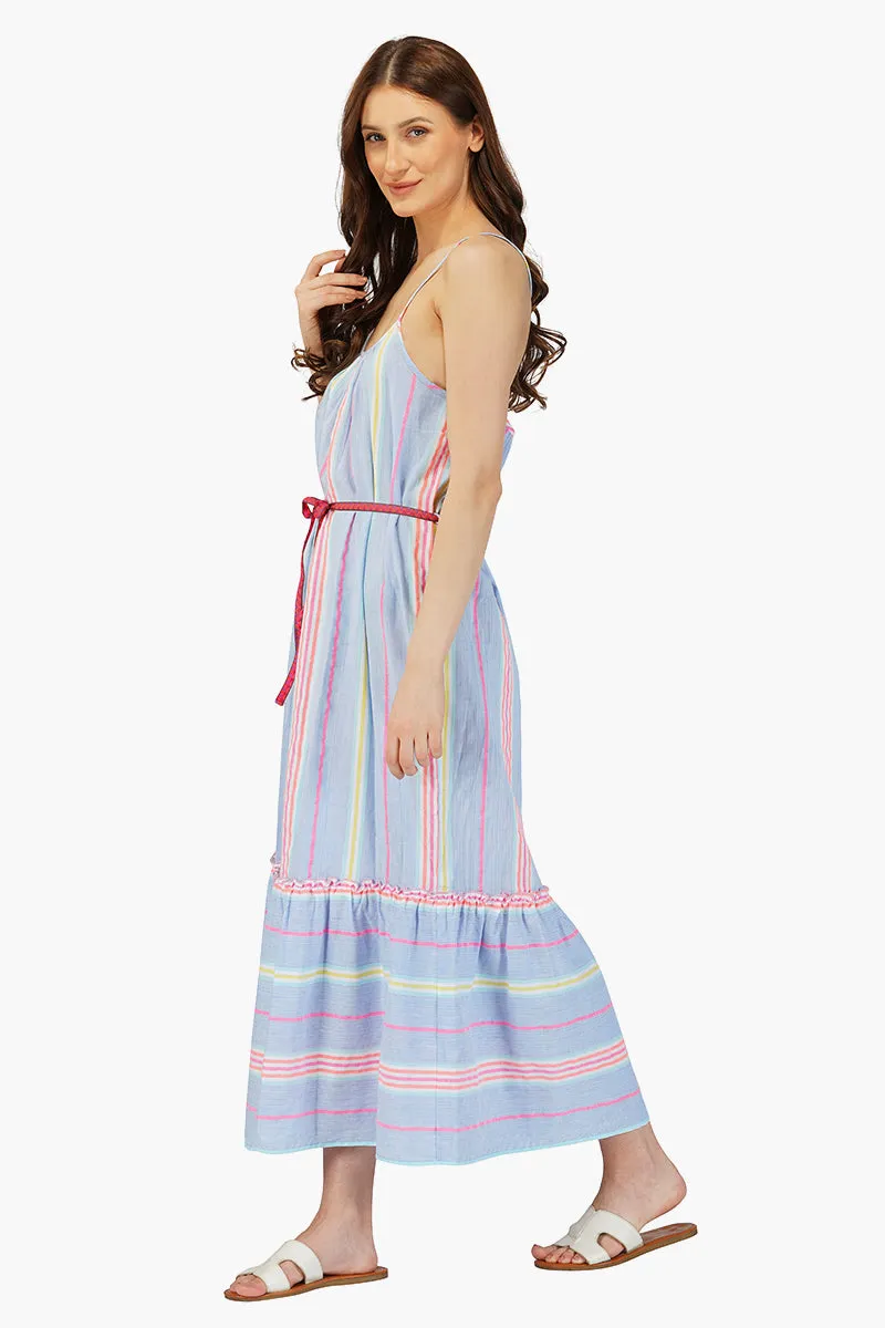 Rainbow Cotton Striped Maxi Dress sold by America & Beyond product image thumbnail 4