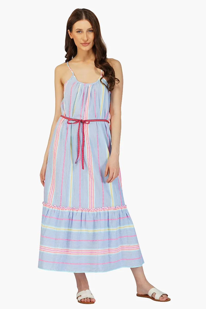 Rainbow Cotton Striped Maxi Dress sold by America & Beyond product image thumbnail 2
