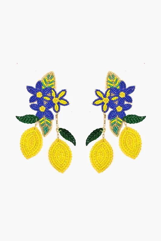 Positano Lemon Beaded Long Earrings sold by America & Beyond