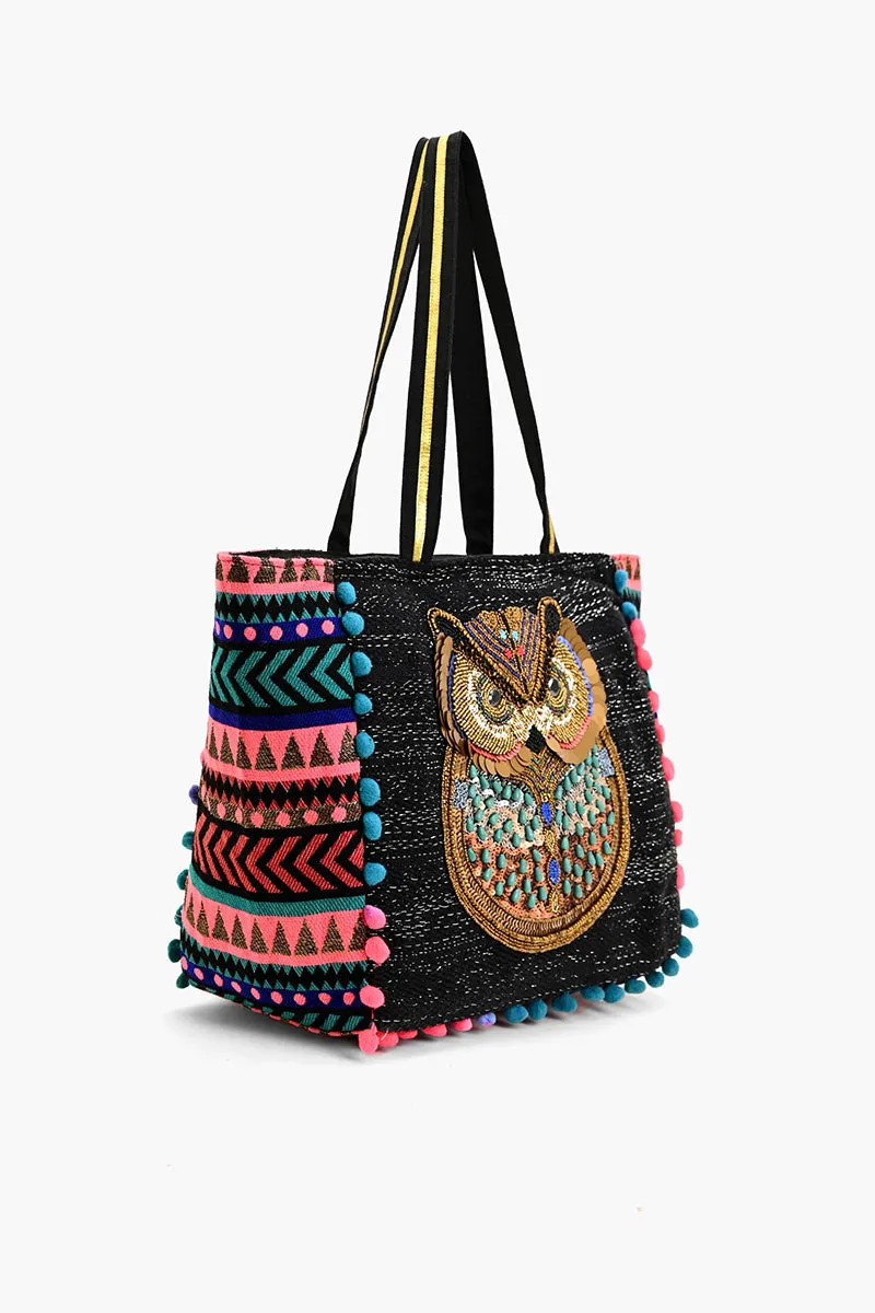 Embellished Shopper Tote Owl sold by America & Beyond product image thumbnail 3
