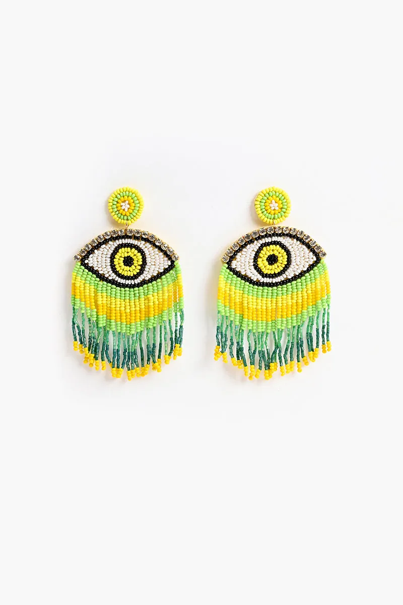 Sunny Lime Evil Eye Earrings sold by America & Beyond