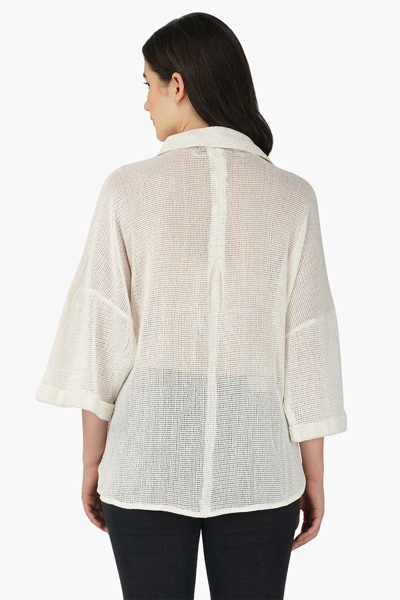 Off shoulder Shirt with tow chest pockets sold by America & Beyond product image thumbnail 4