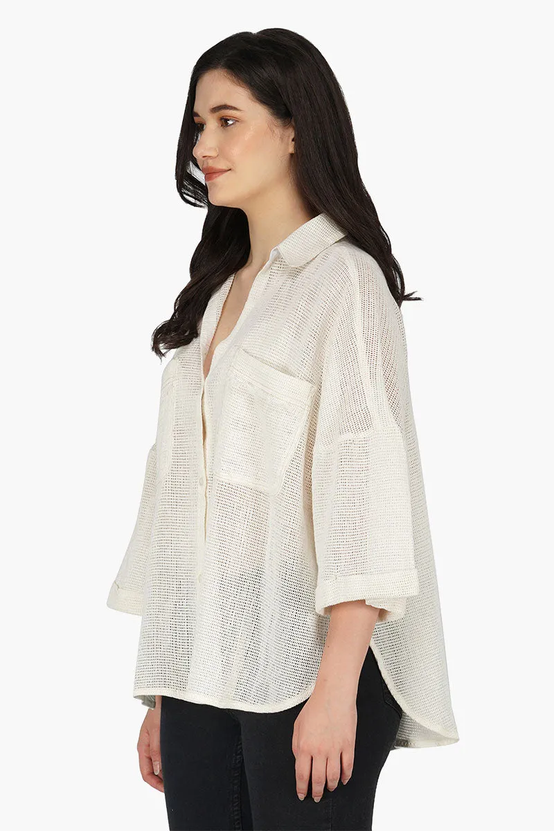Off shoulder Shirt with tow chest pockets sold by America & Beyond product image thumbnail 3