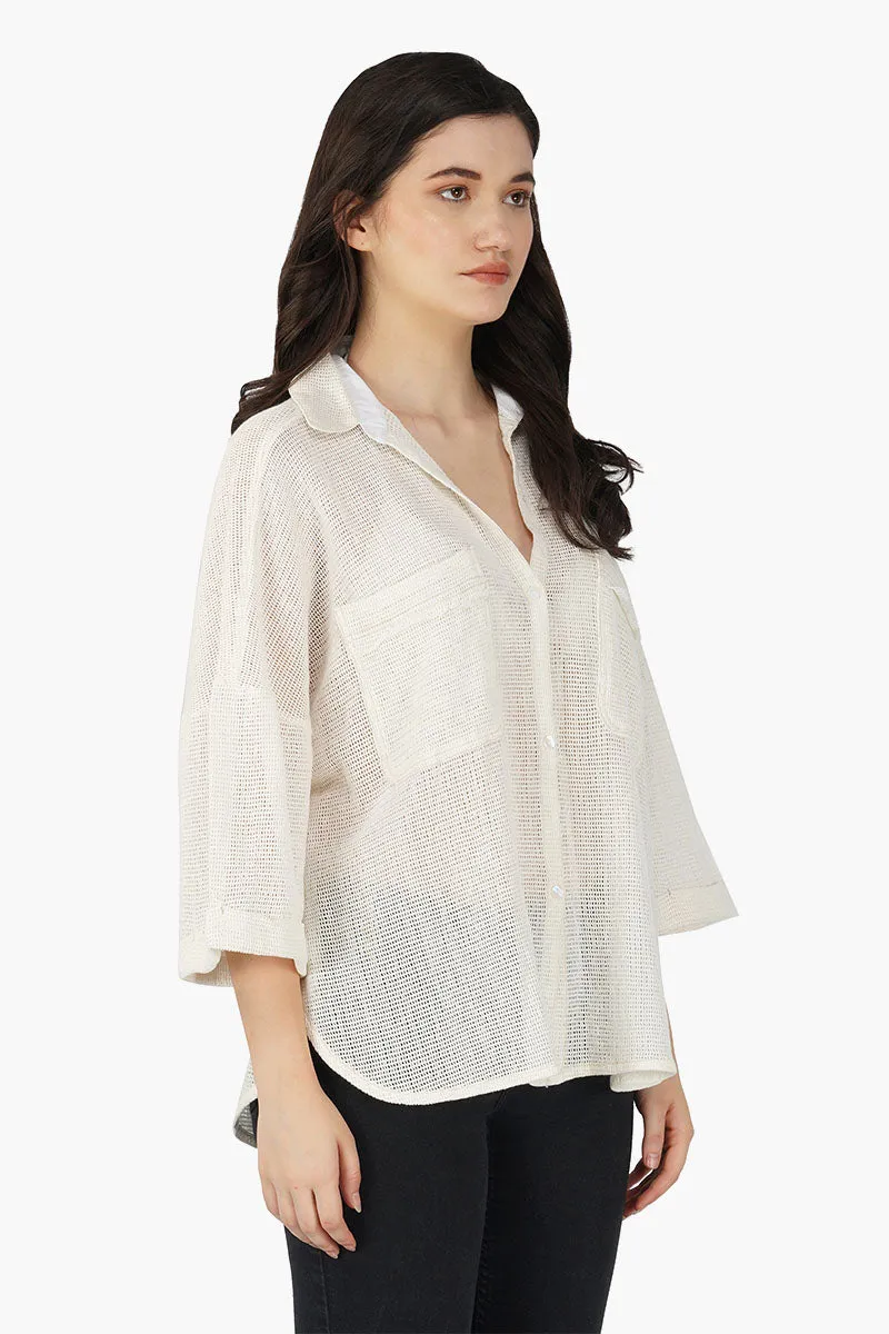Off shoulder Shirt with tow chest pockets sold by America & Beyond product image thumbnail 2