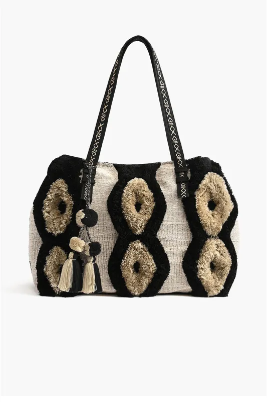 Whisper White Fringe Embroidered Weekender Bag sold by America & Beyond