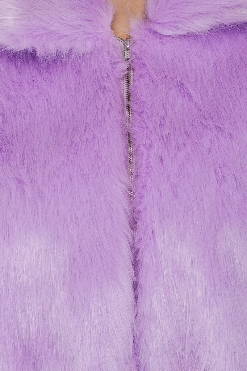 Lavender Lover Faux Fur Bomber Jacket sold by America & Beyond product image thumbnail 5