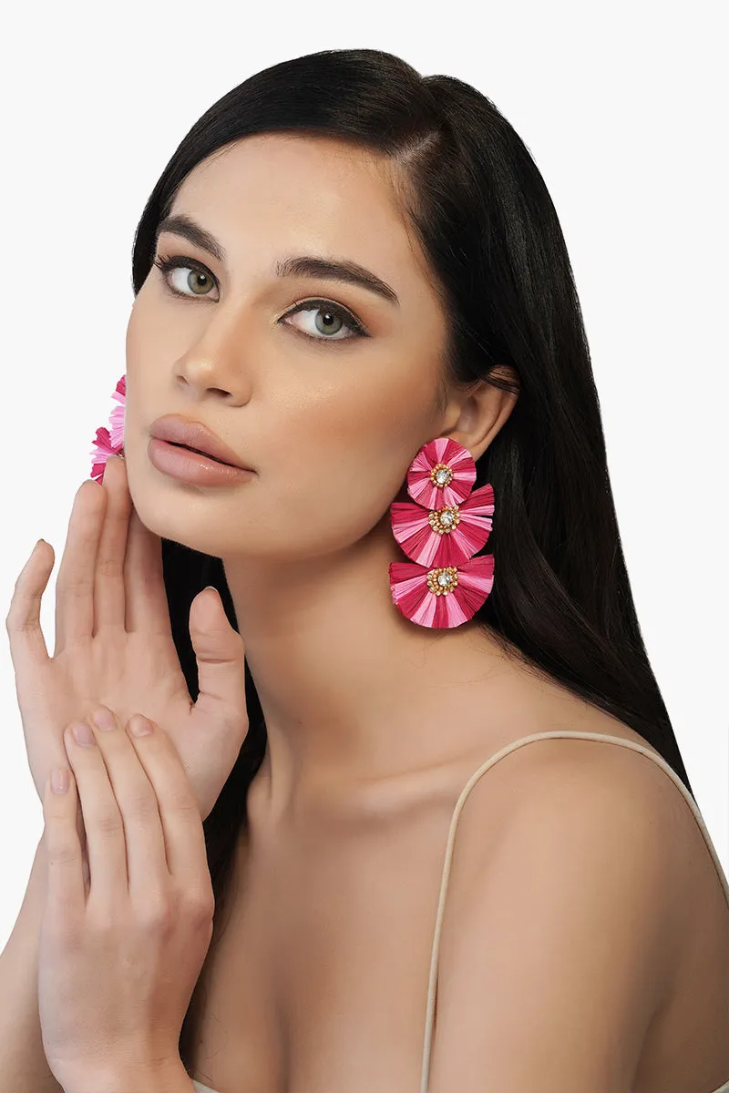 Pink Raffia Earrings sold by America & Beyond product image thumbnail 2