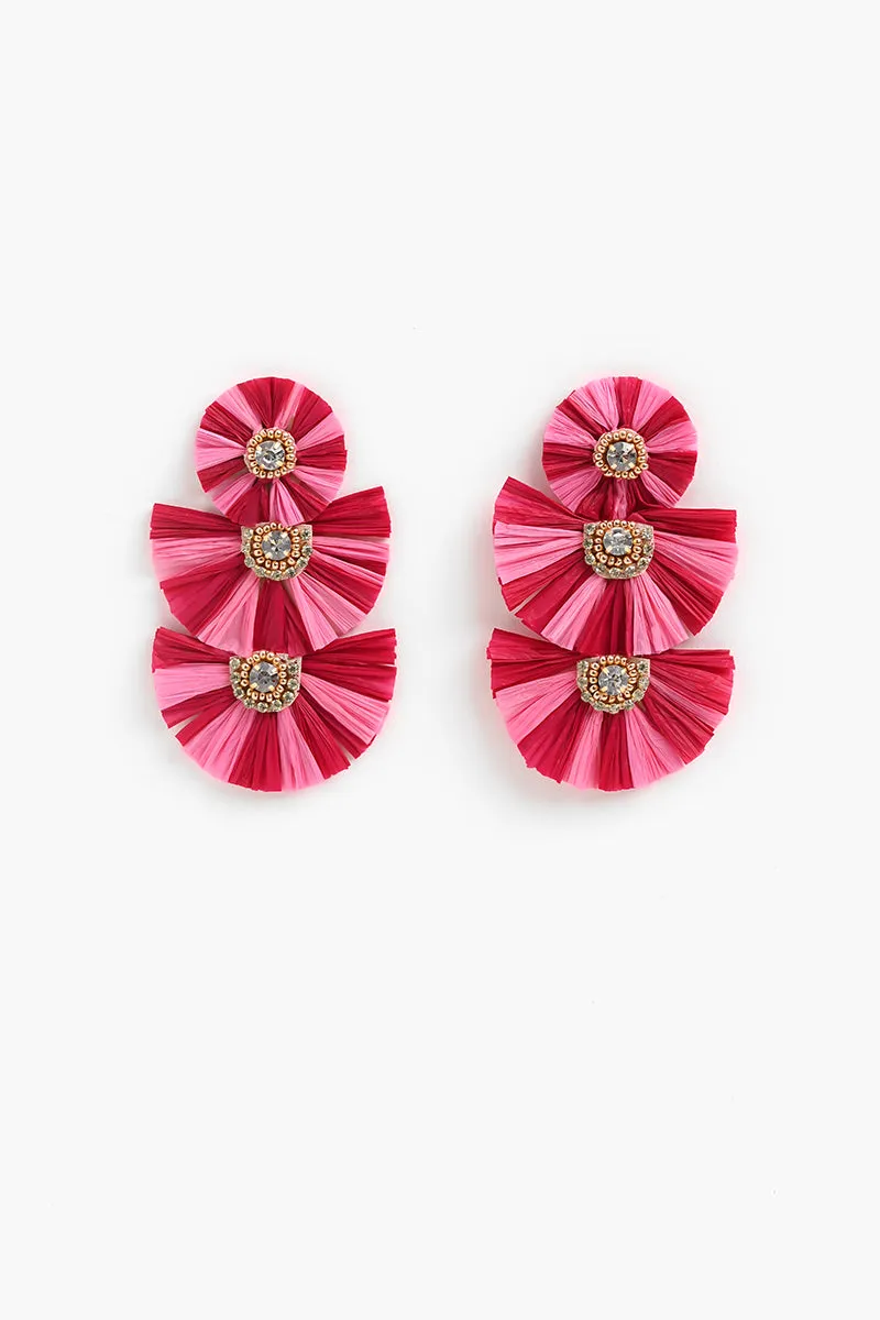 Pink Raffia Earrings sold by America & Beyond