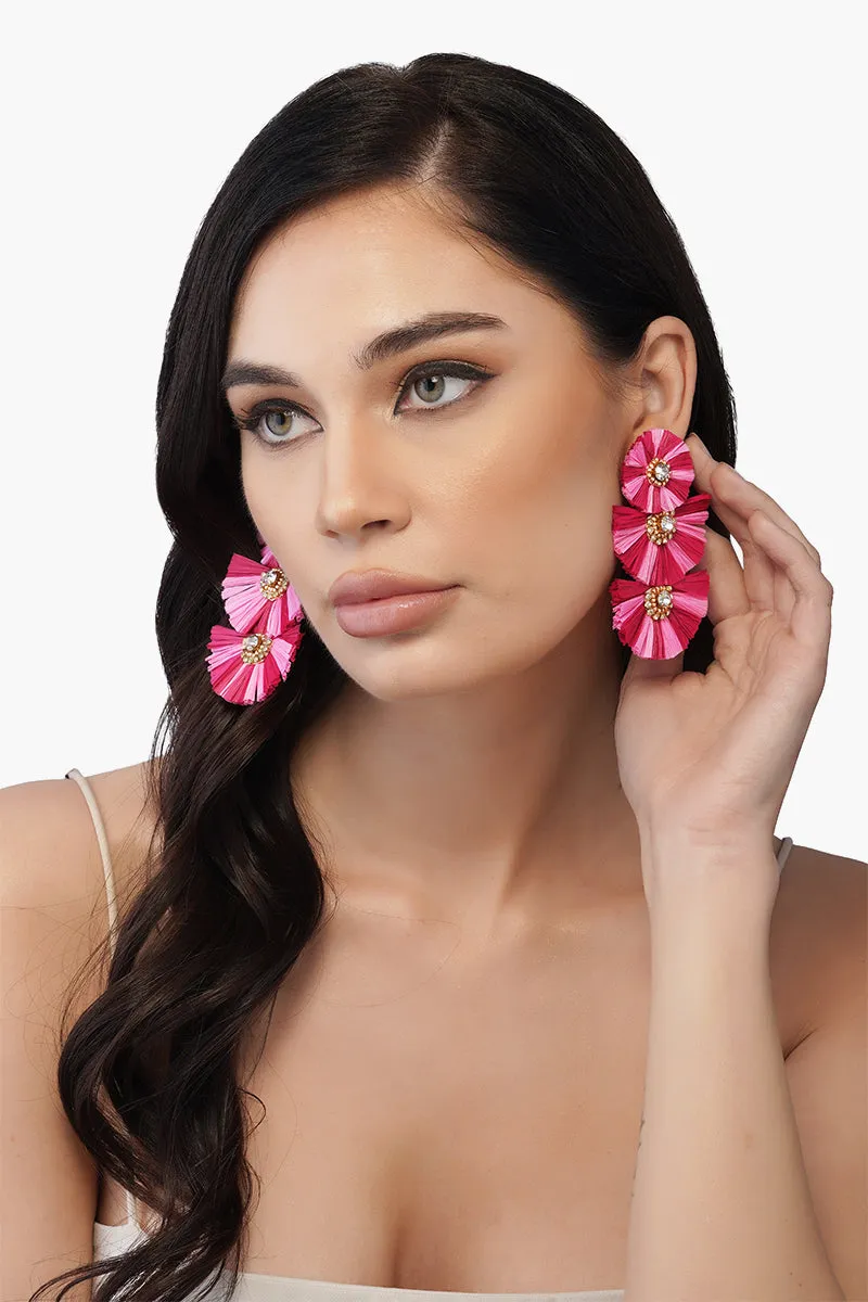 Pink Raffia Earrings sold by America & Beyond product image thumbnail 3