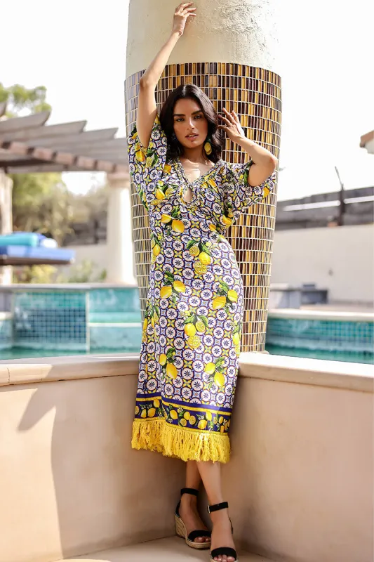 Citrus Lemon Printed Dress sold by America & Beyond