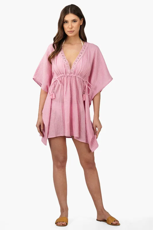 Wild Rose Cotton Lace Cover Up Kaftan sold by America & Beyond