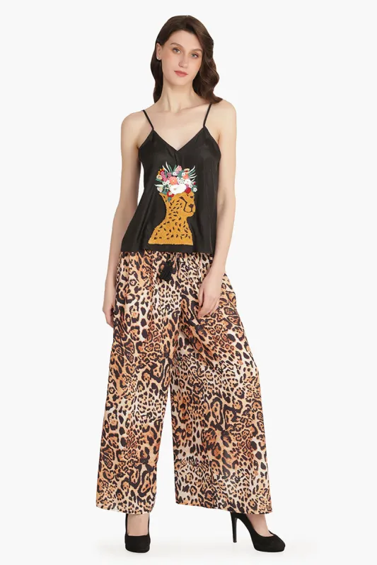 Brown Leopard Embellished Top sold by America & Beyond