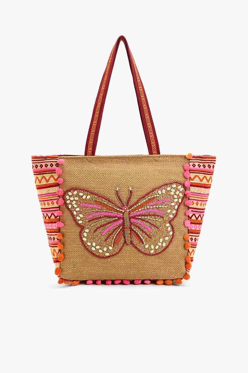 Embellished Shopper Tote Butterfly sold by America & Beyond