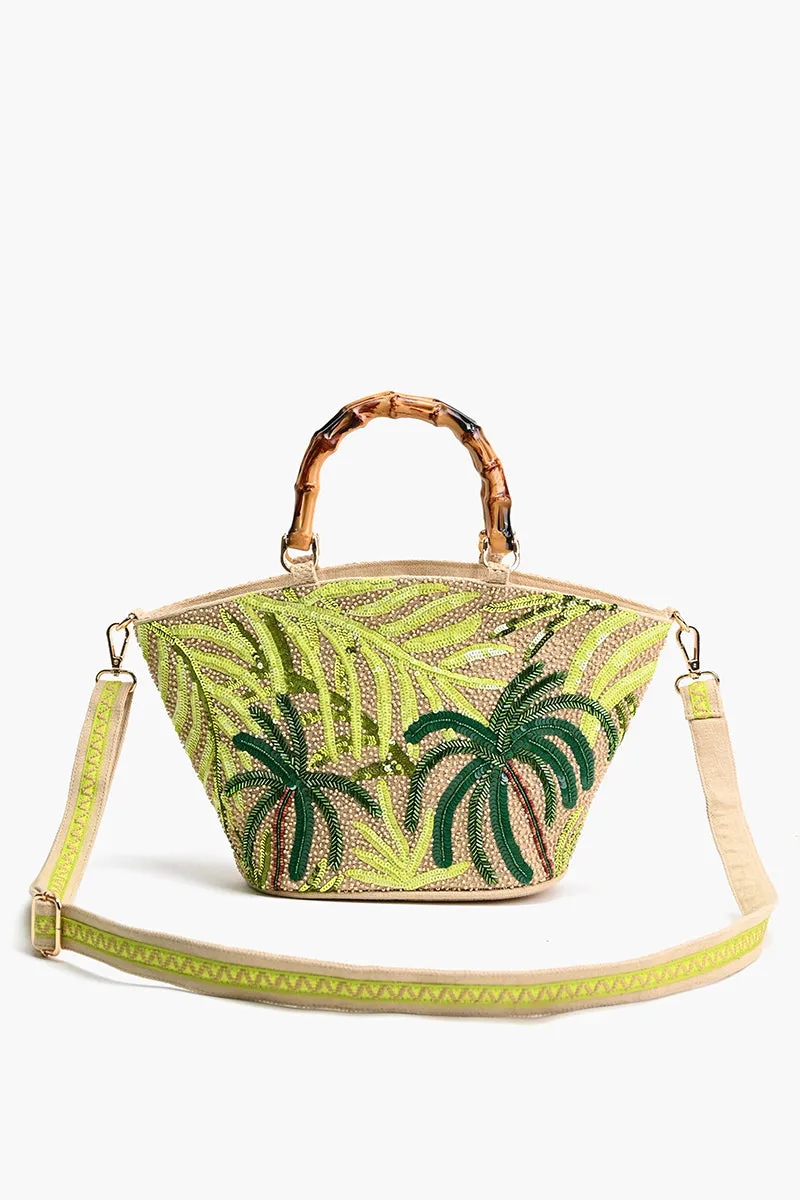 Palm Tree Beaded Mini Tote sold by America & Beyond