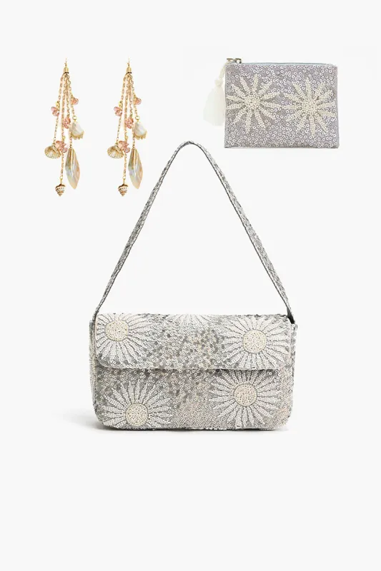 Ivory Petal Elegance Frostwork Shoulder Bag Set 3 sold by America & Beyond