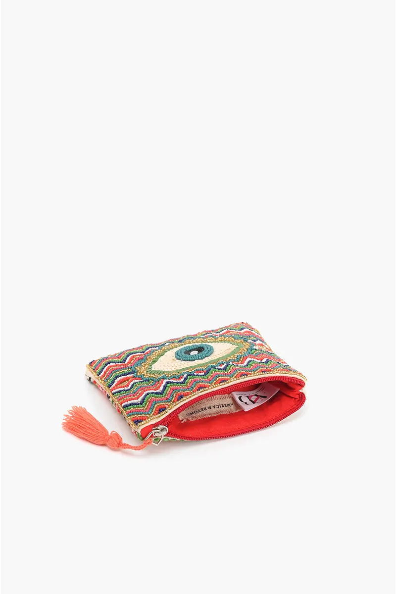 Pink Embellished Evil Eye Mini Pouches sold by America & Beyond product image thumbnail 3