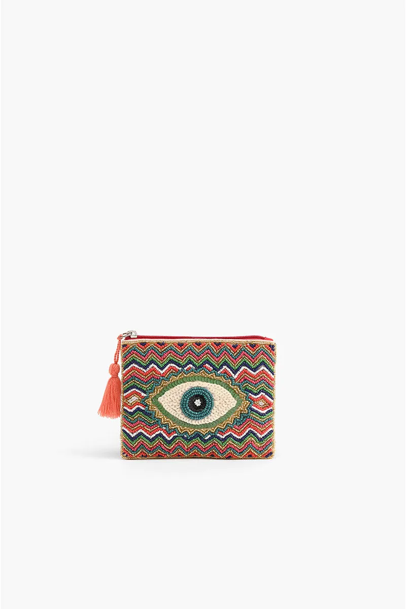 Pink Embellished Evil Eye Mini Pouches sold by America & Beyond