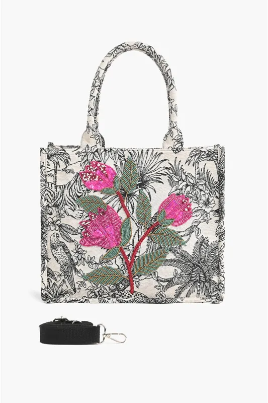 Leopard lily Embellished Tote sold by America & Beyond