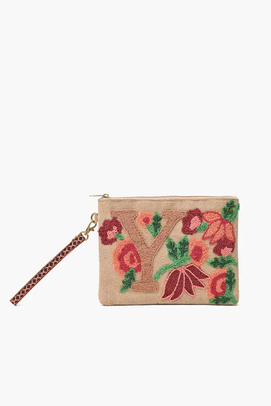 Y Personalized Initial Embellished Wristlet Pouch sold by America & Beyond