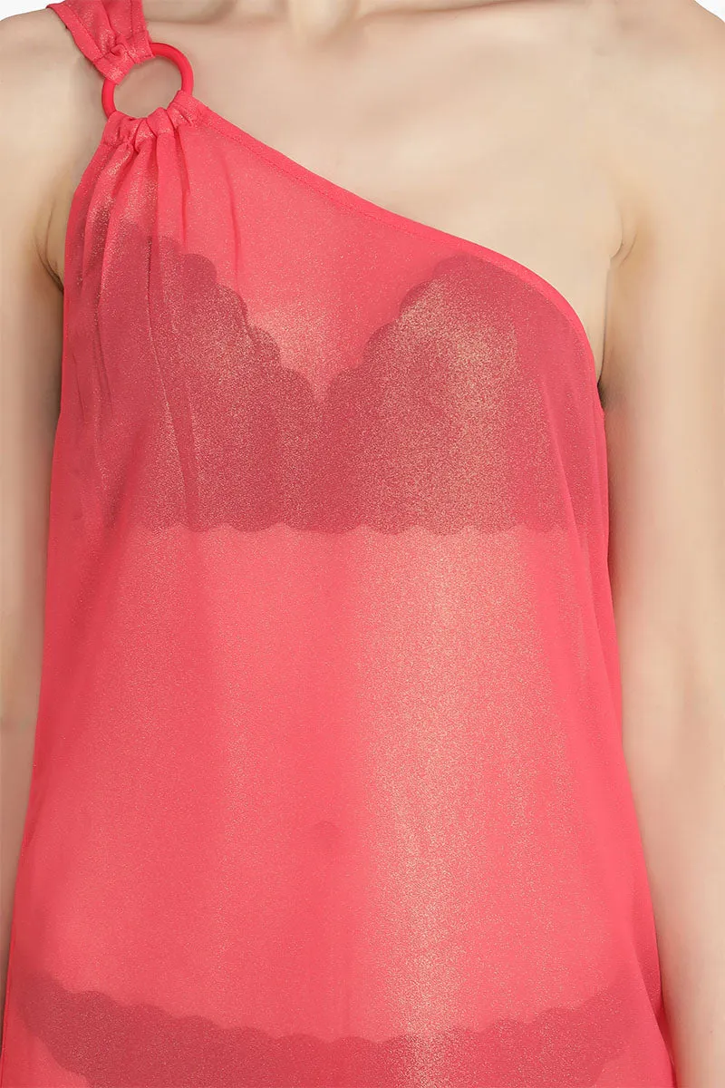 Pink Shimmer Sheer Cover-Up Dress sold by America & Beyond product image thumbnail 5