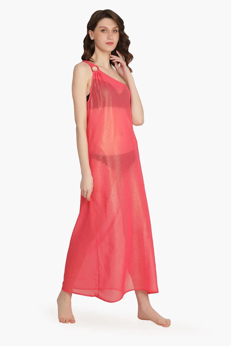Pink Shimmer Sheer Cover-Up Dress sold by America & Beyond product image thumbnail 2