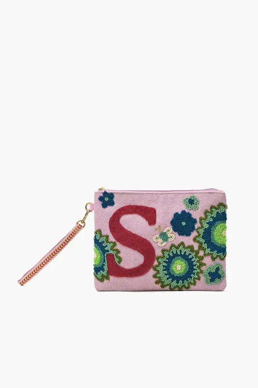 S Personalized Initial Embellished Wristlet Pouch sold by America & Beyond