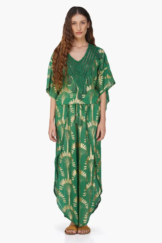 Pine Green Palm Wrap Pants sold by America & Beyond