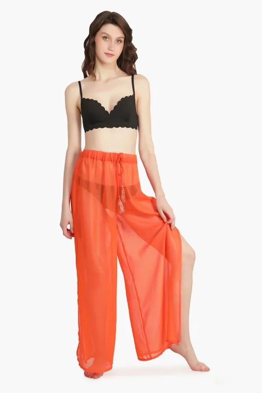 Orange Shimmer Sheer Cover Up Pants sold by America & Beyond