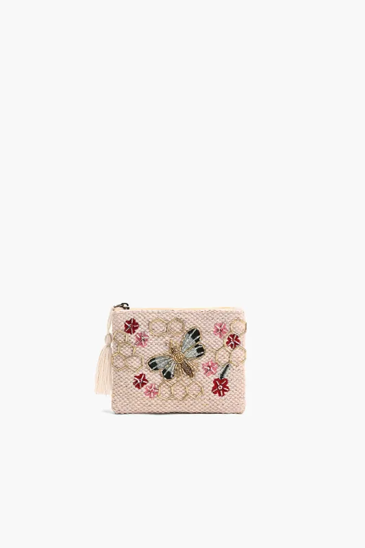 Rose Gold Beaded Bee Embellished Mini Pouches sold by America & Beyond
