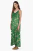 Pine Green Palm Tassel Foil Maxi Dress sold by America & Beyond