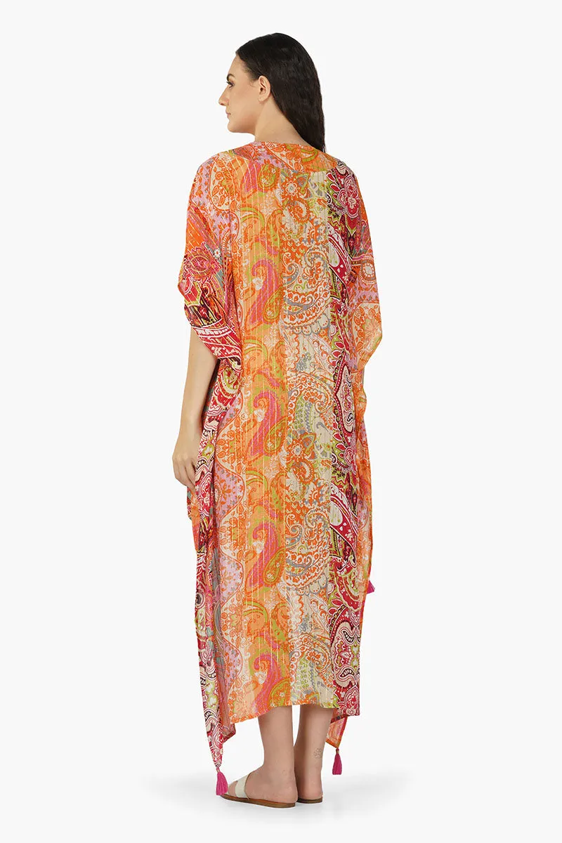 Multi Palm Paisey Strip Cover Up sold by America & Beyond product image thumbnail 4