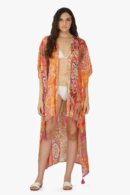 Multi Palm Paisey Strip Cover Up sold by America & Beyond